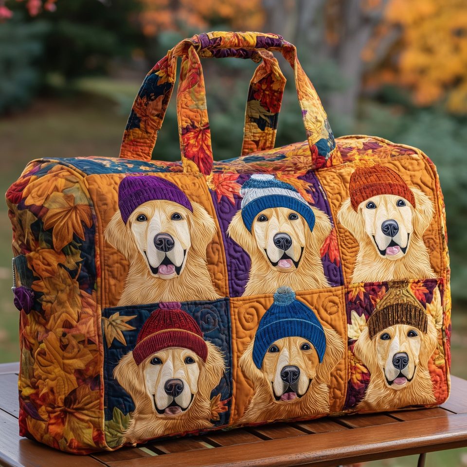 Autumn Golden Retriever Quilted Duffle Bag GFTOTP10701