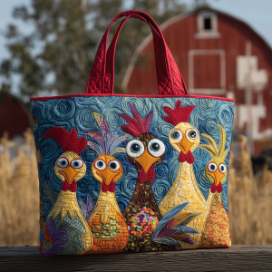 Farmhouse Roosters Quilted Tote  Bag