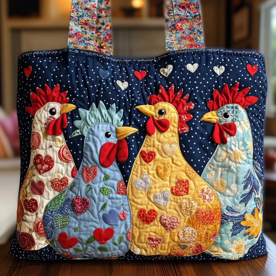 Whimsical Chicken Quilted Tote Bag GFTONL4828