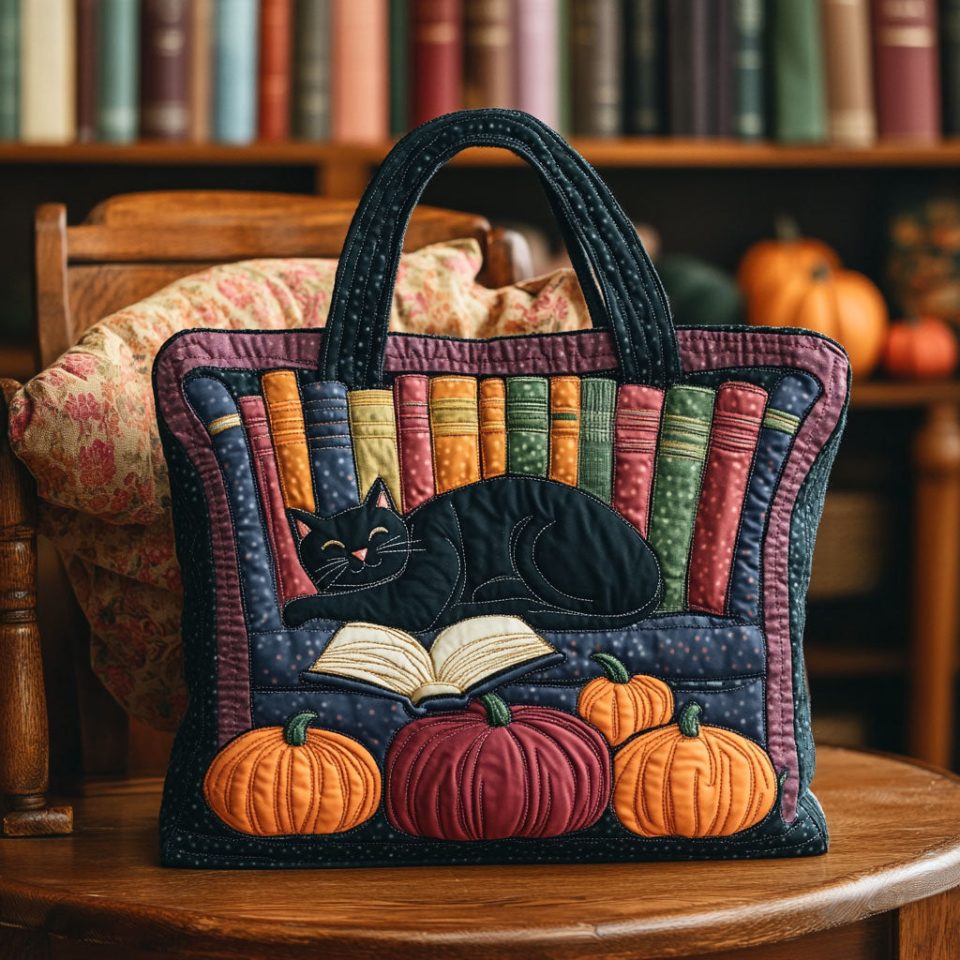 Cat Book Dream DH0410040CL Quilted Tote Bag