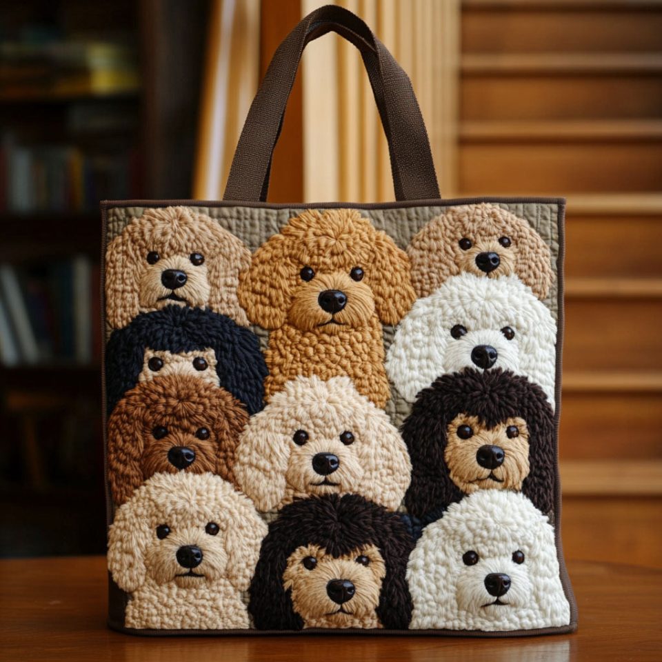 Puppy Blocks Quilted Tote Bag