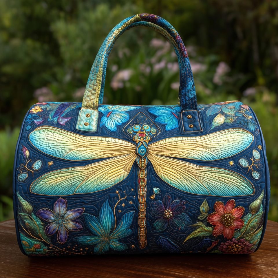 Elegant Dragonfly Quilted Duffle Bag GFTONL5704