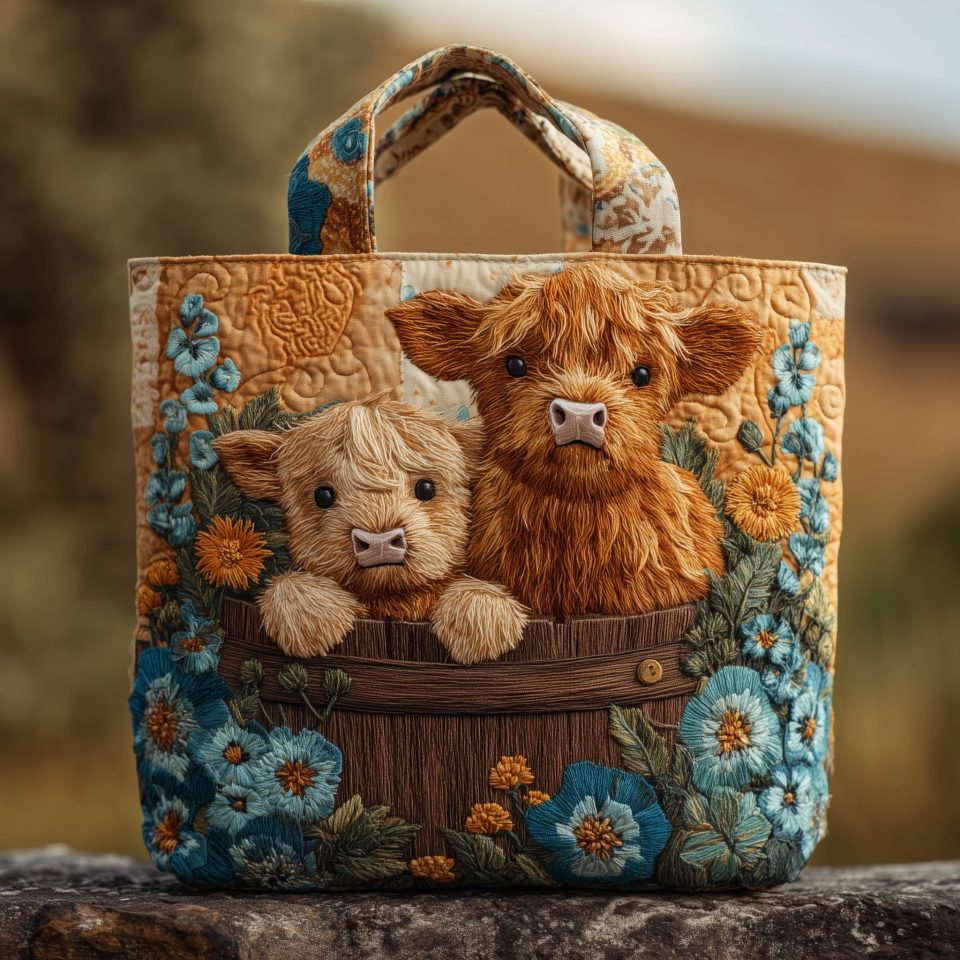 Highland Cow Quilted Tote Bag GFTOMA3062