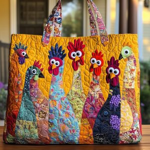 Funky Chicken Quilted Tote Bag