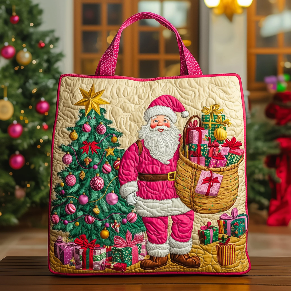Santa Claus and Gifts Quilted Handbag